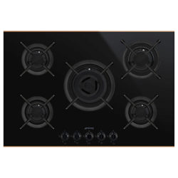 Smeg PV675CNR Dolce Stil Novo Gas Hob, Black/Copper